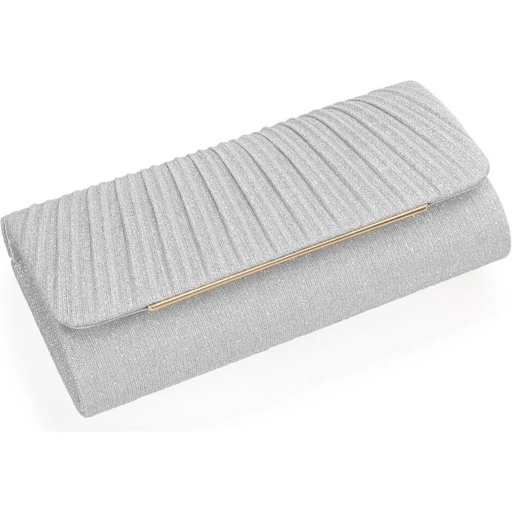 Women's Glitter Evening Clutch Silve...